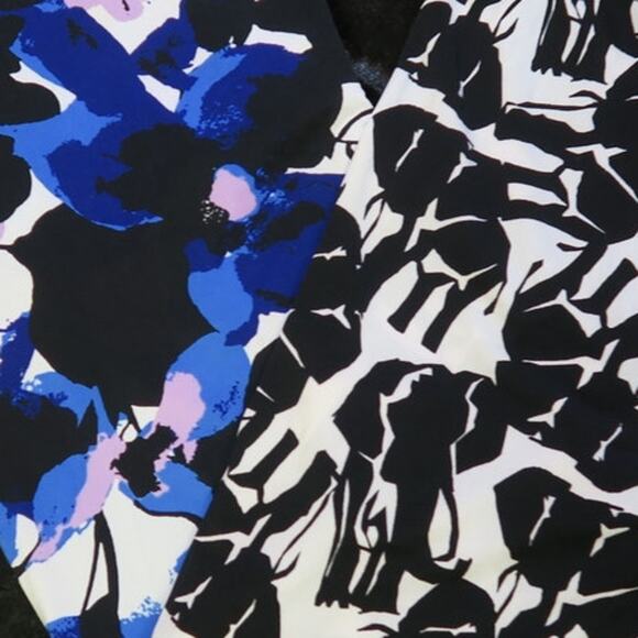 Elephant Floral Abstract Tank Top Sz M Cowl Draped Neck Black Purple Worthington - Picture 1 of 15